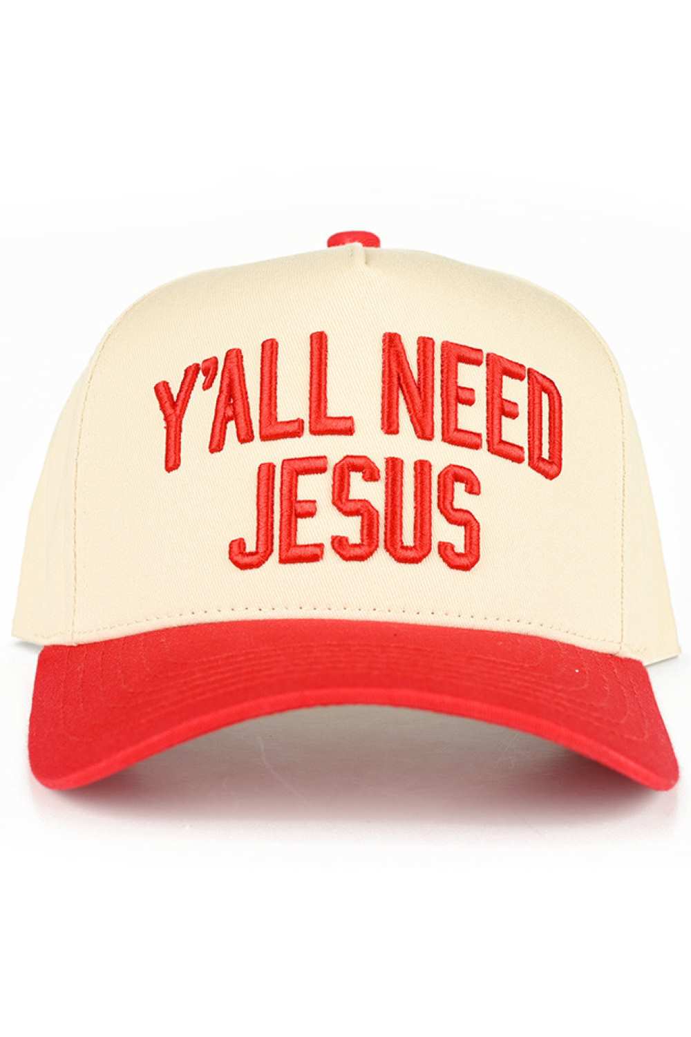 C.C Y'ALL NEED JESUS Embroidered Letter Two Tone Trucker Hat