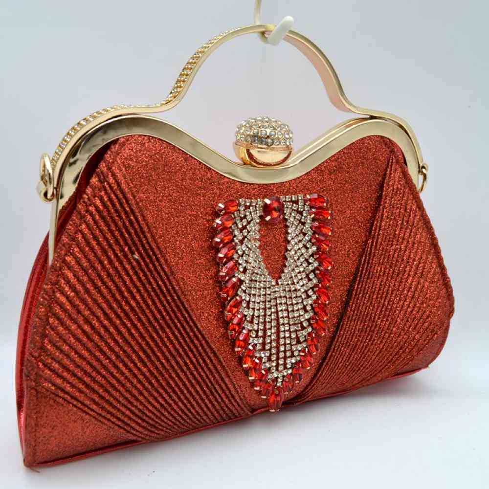 Elegant Shimmer Evening Clutch Bag with Rhinestone Embellishments