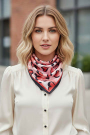 Heart Bold Outline Pattern Print Silky Bandana Scarf