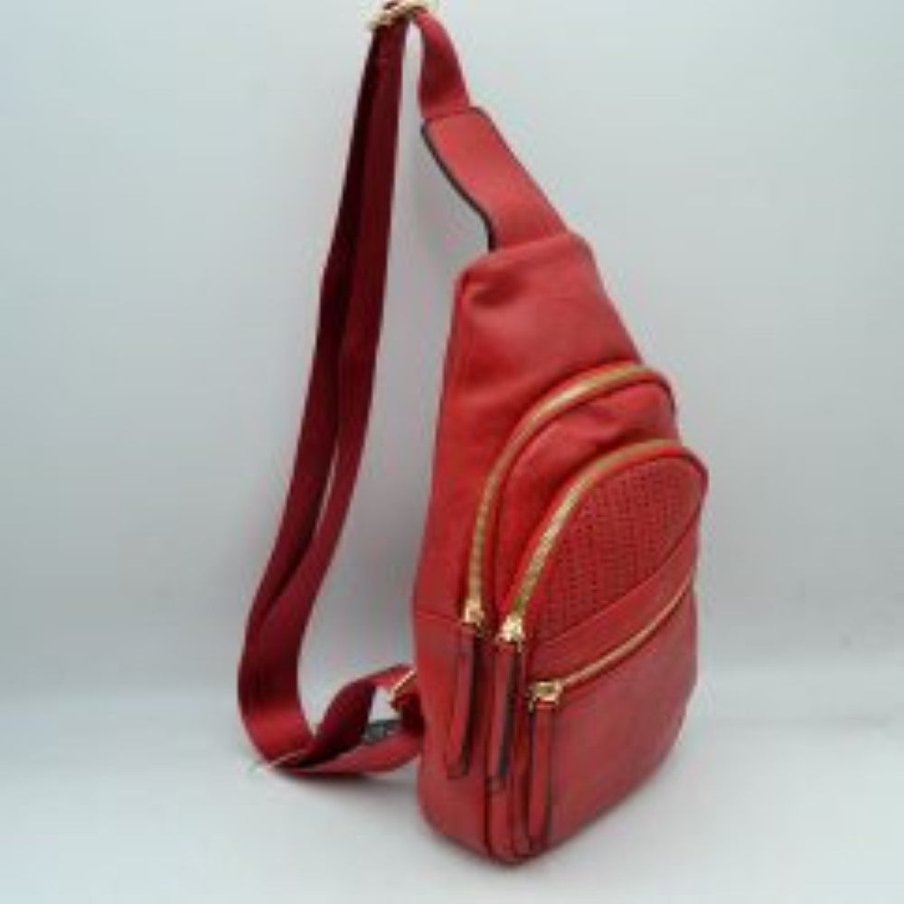 Perforated Sling Bag with Multi-Zipper Compartments