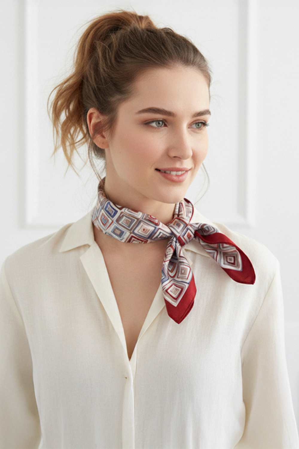 Modern Abstract Square Pattern Print Bandana Scarf