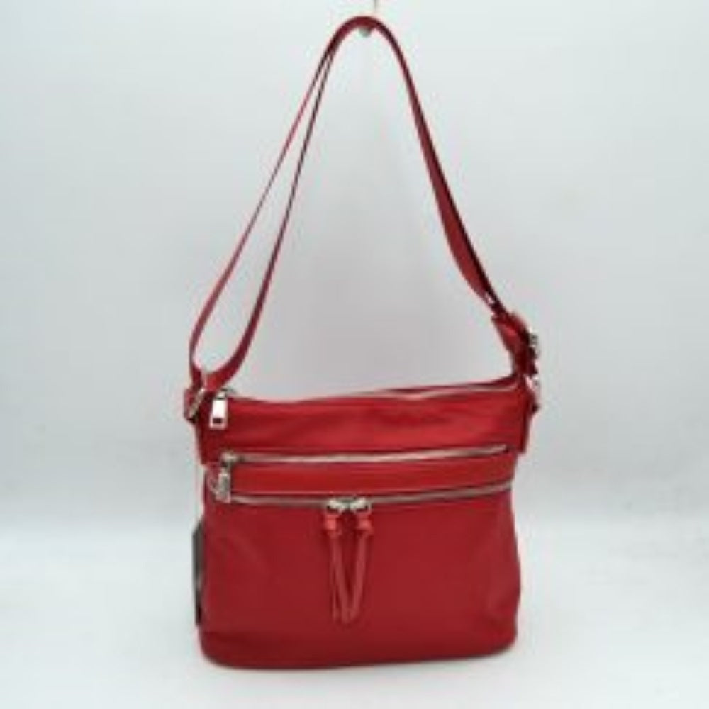Multi Zipper Crossbody Shoulder Bag with Adjustable Long Strap