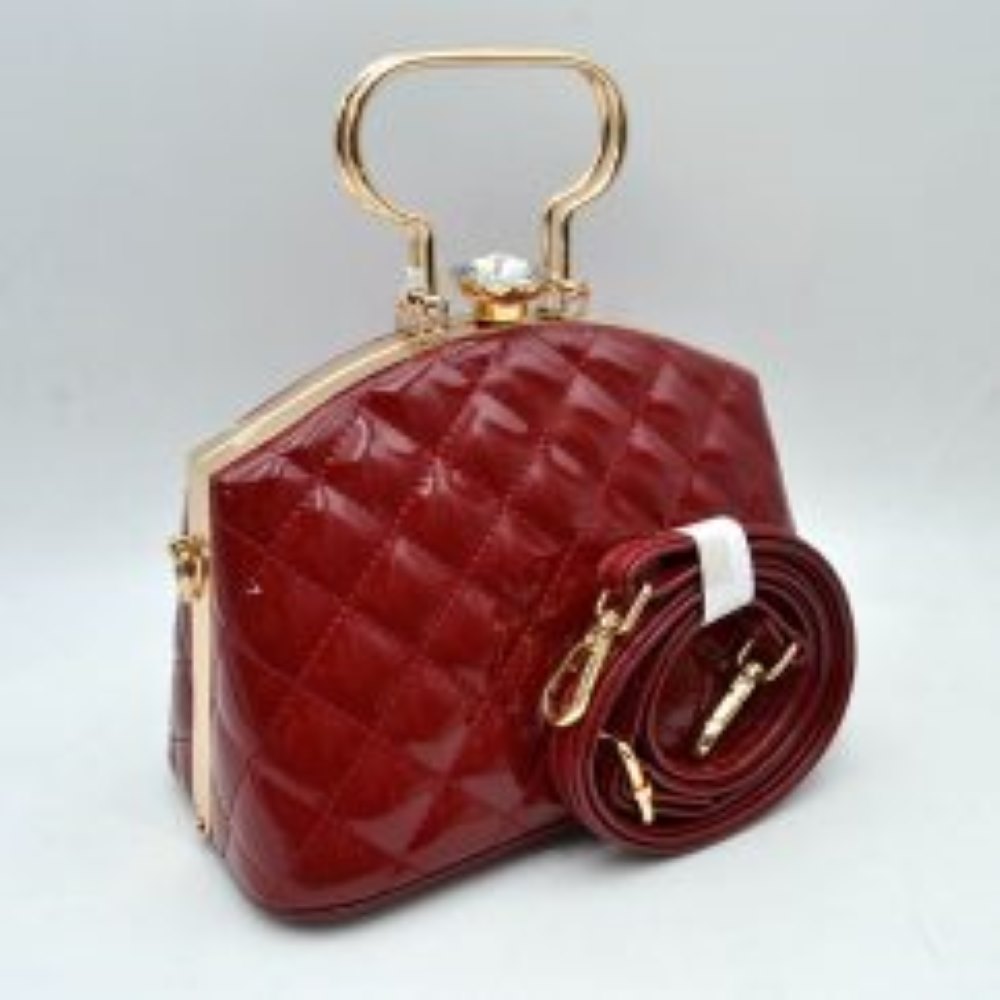 Quilted Top-Handle Handbag with Detachable Shoulder Strap