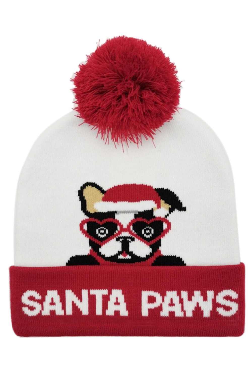 Santa Paws Christmas Holiday Pom Beanie