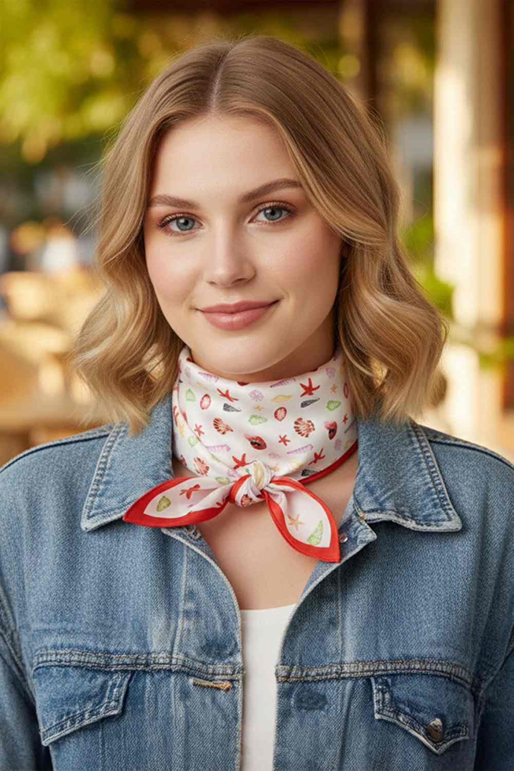 Sea Life Pattern Print Bandana Scarf