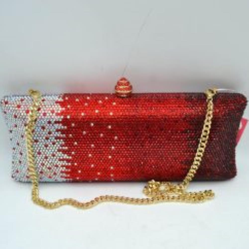 Elongated Evening Clutch Bag with Slender Chain Strap