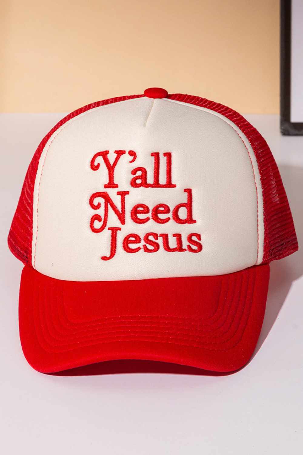 Y'ALL NEED JESUS Letter Foam with Mesh Back Trucker Cap