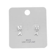 Brass Metal Rhinestone Embellished MAMA Stud Dangle Earrings