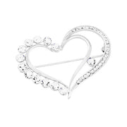 Stone Trimmed Heart Pin Brooch
