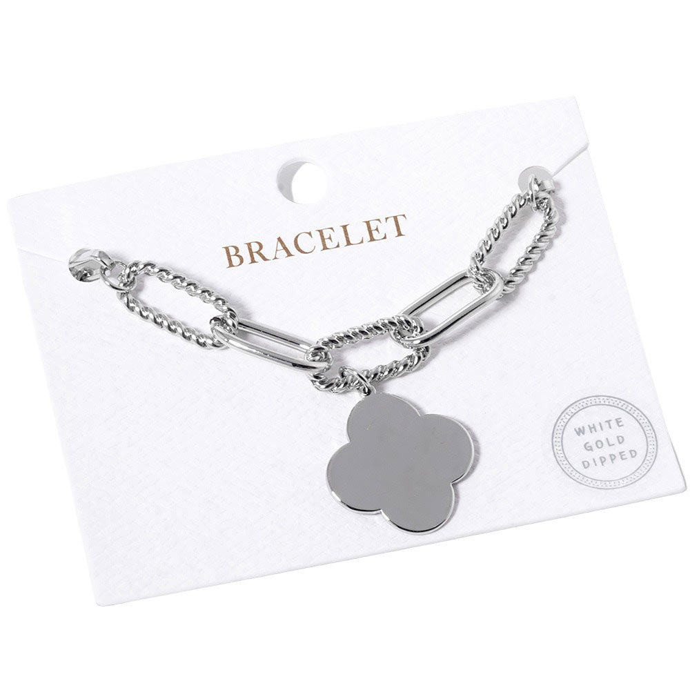 Gold Dipped Quatrefoil Charm Bracelet