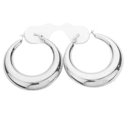 Stainless Steel 1.5 Inch Metal Hoop Pin Catch Earrings