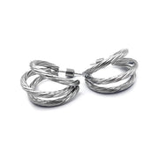 Stainless Steel Textured Split Hoop Earrings