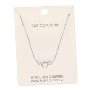 White Gold Dipped Cubic Zirconia Wings Pendant Necklace