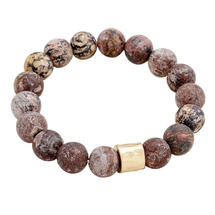 Semi precious stone beaded stretch bracelet