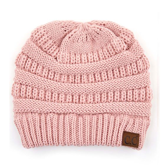 C.C CRISS CROSS PONYTAIL KNIT BEANIE