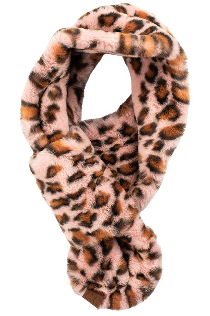 C.C Faux Fur Scarf With Leopard Pattern