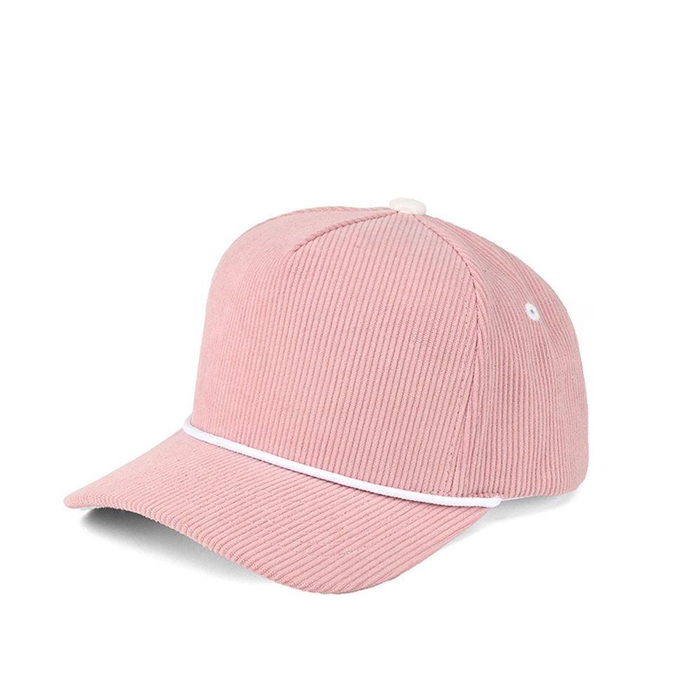 C.C Solid Corduroy Snapback Trucker Cap with Rope