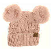 Cable Knit Double Matching Pom C.C Beanie