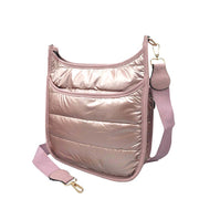 Women's Solid Quilted Shiny Puffer Crossbody Bag