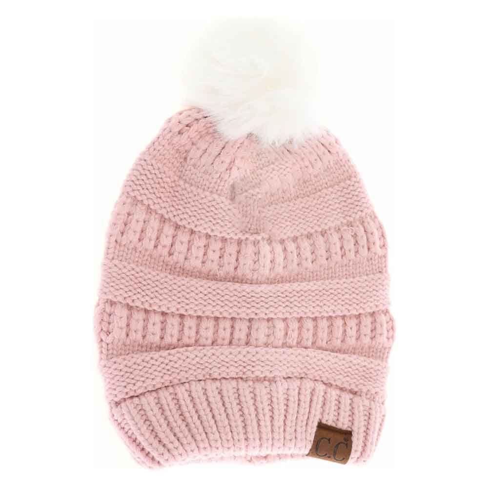 Super Soft Matching Fur Pom C.C Beanie