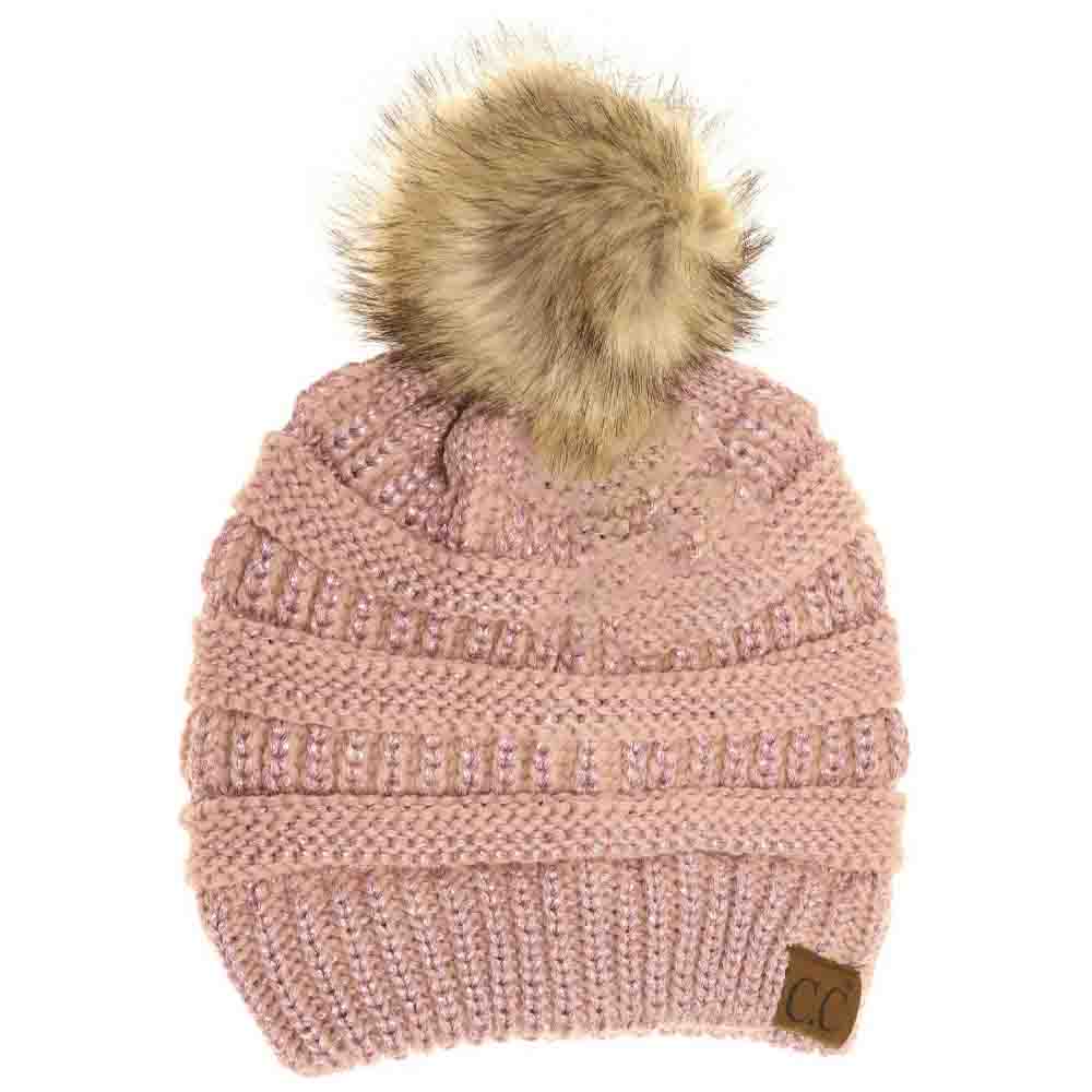 Metallic Fur Pom C.C Beanie