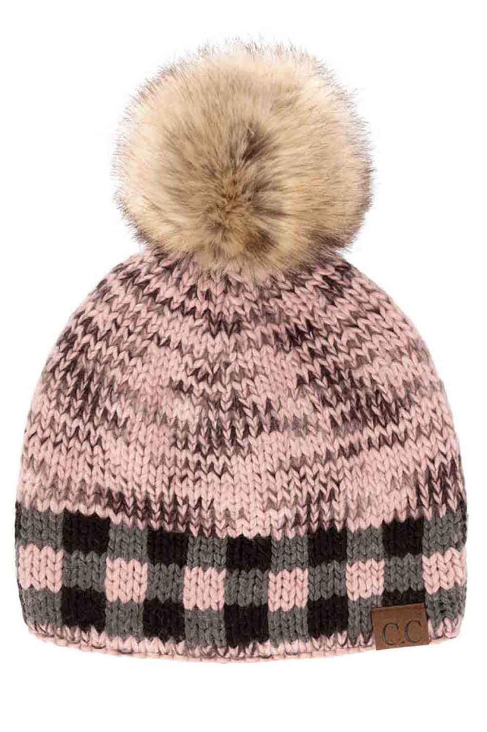 C.C Heather Chuck Beanie with Check Pattern Band