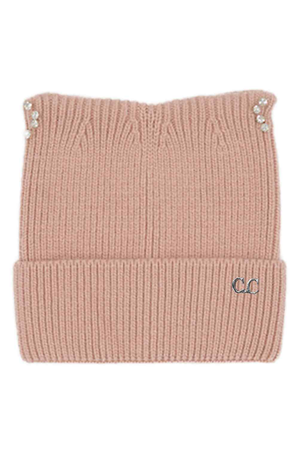 C.C Rhinestone Cat Ear Cuff Beanie Winter Hat
