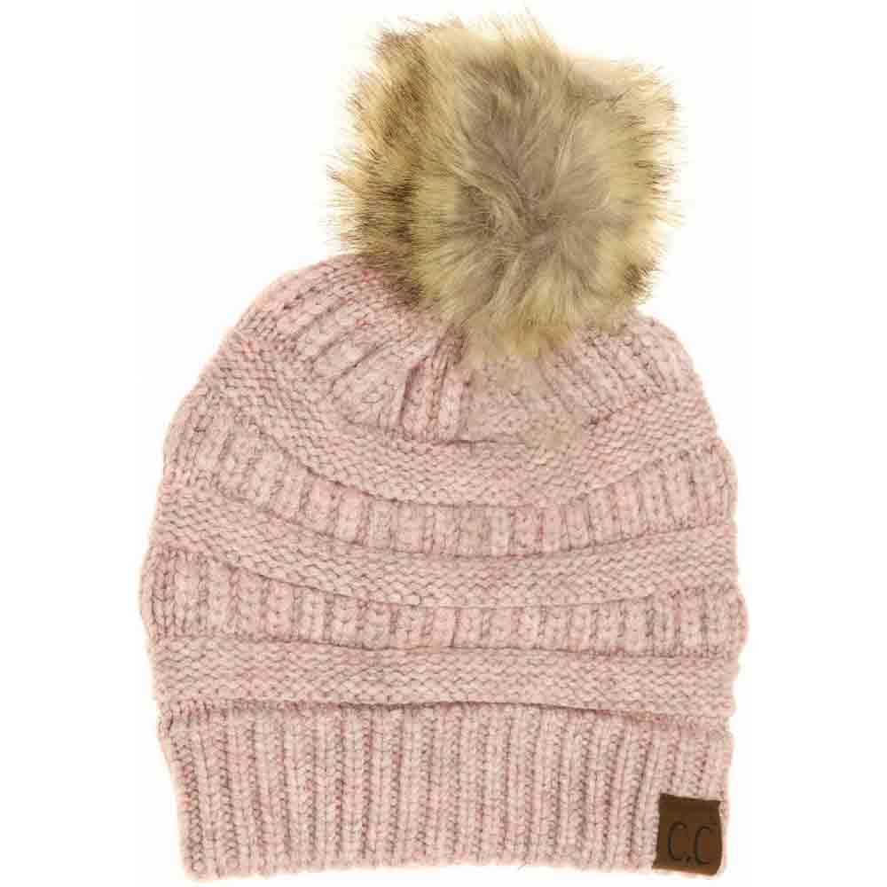 Mixed Soft Yarn Natural Pom C.C Beanie