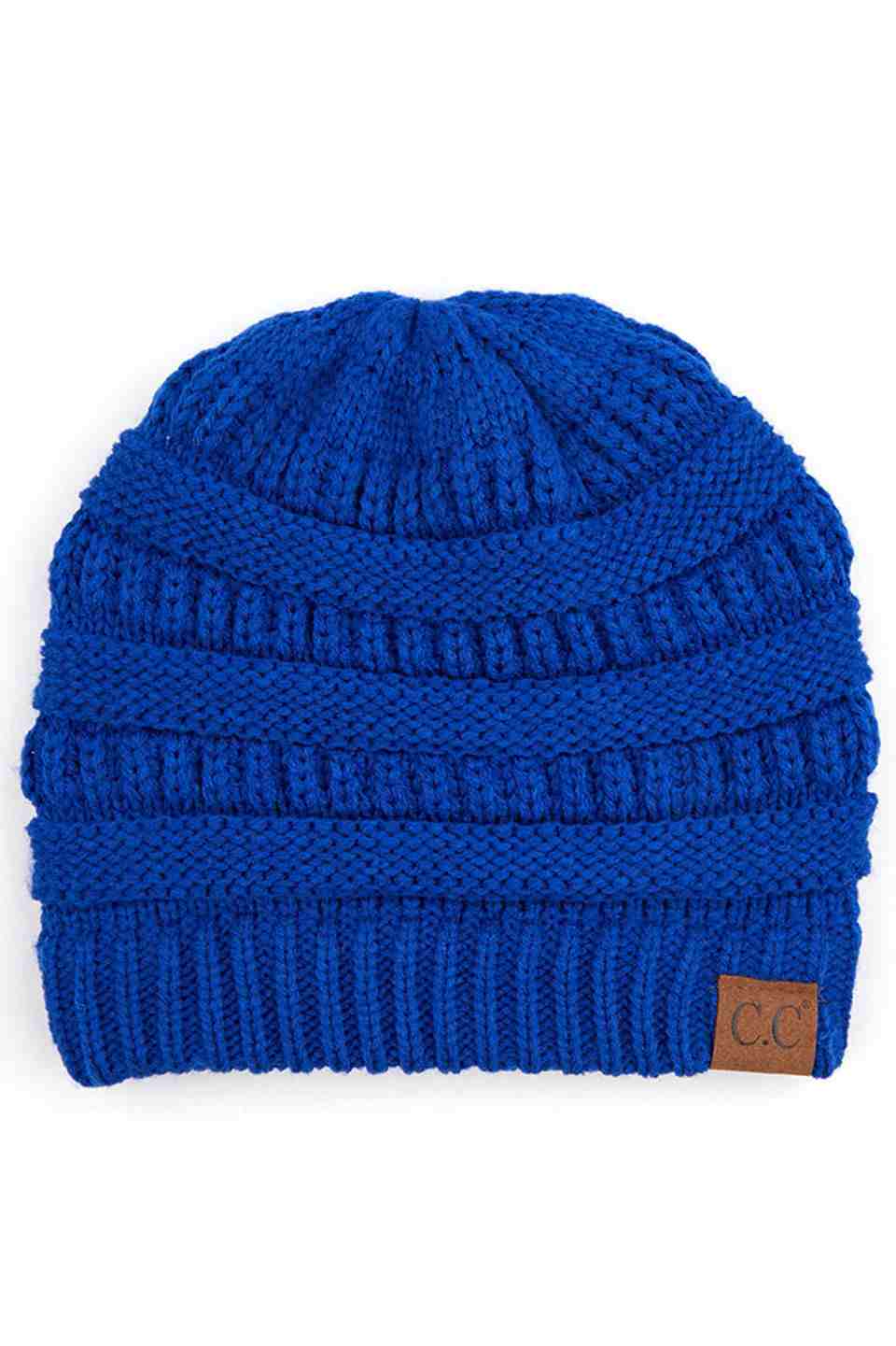 C.C Women's Ribbed Knit Solid Color Beanie
