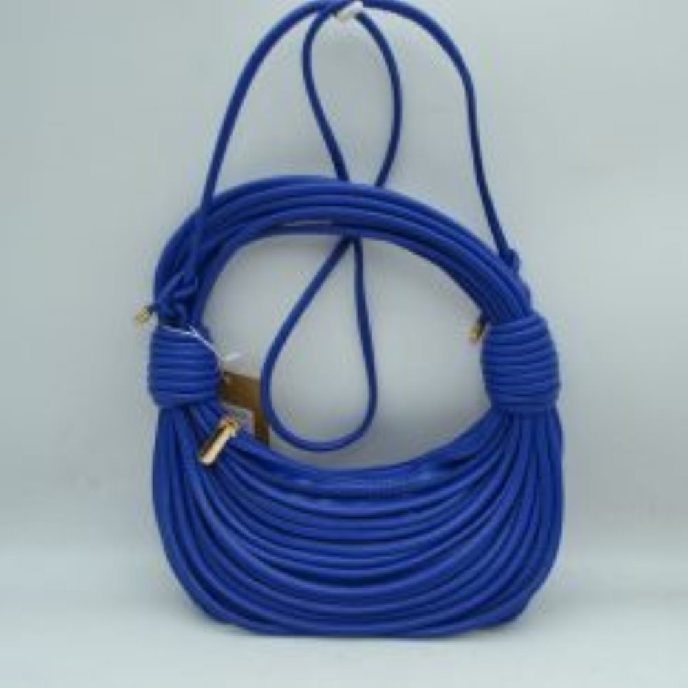 Sculptural Multi-Cord Crescent Bag with Wrapped Knot Details
