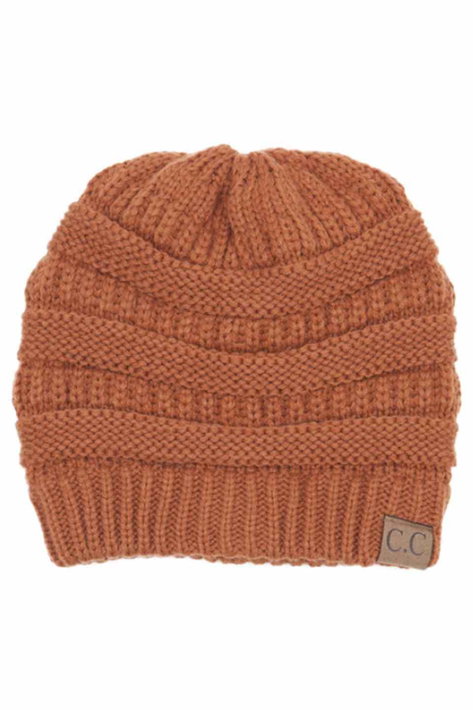 C.C Women's Ribbed Knit Solid Color Beanie