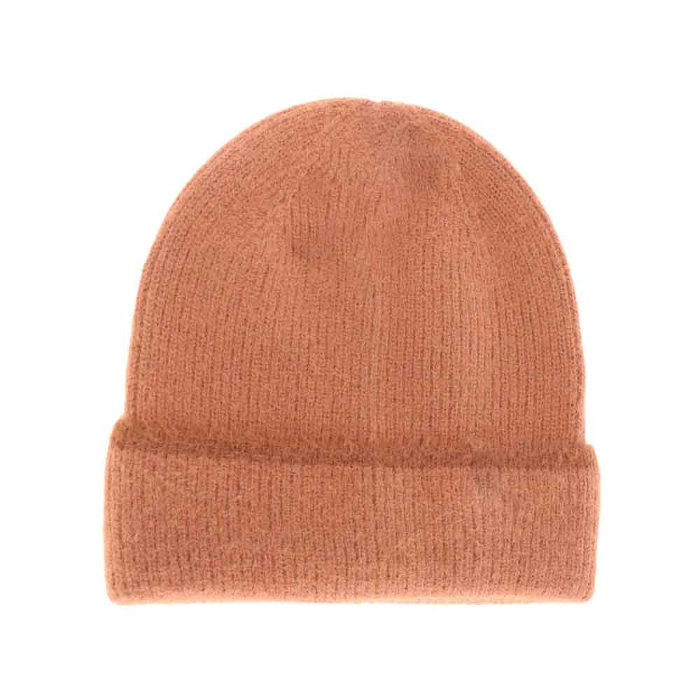 Soft Feather Yarn Striped Cuff C.C Beanie