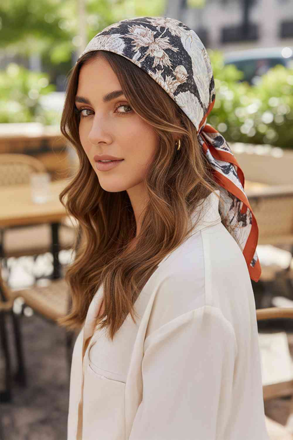 Abstract Floral Print Bandana Scarf