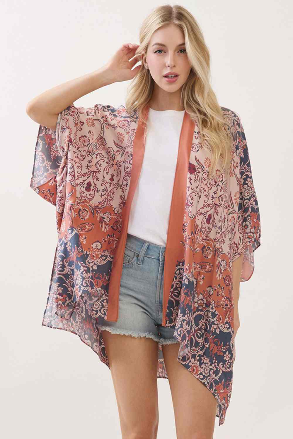 Bohemian Floral Paisley Print Kimono Cover Up
