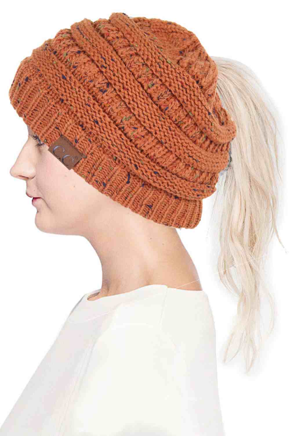 C.C Confetti Ponytail Messy Bun Beanie