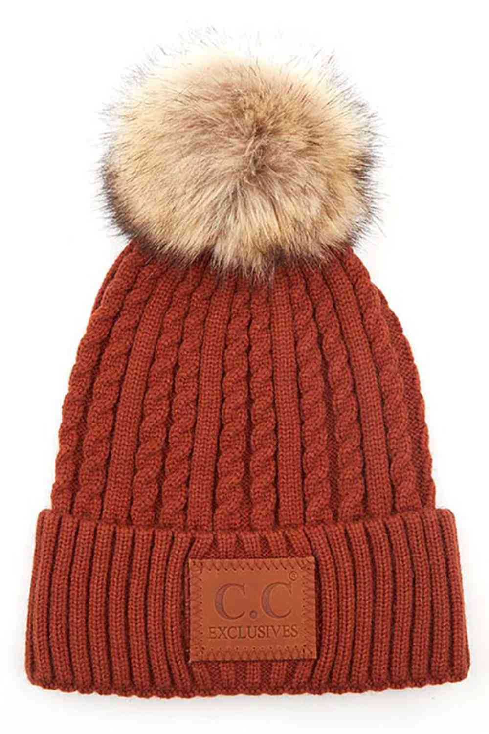 C.C Double Braided Beanie With Pom