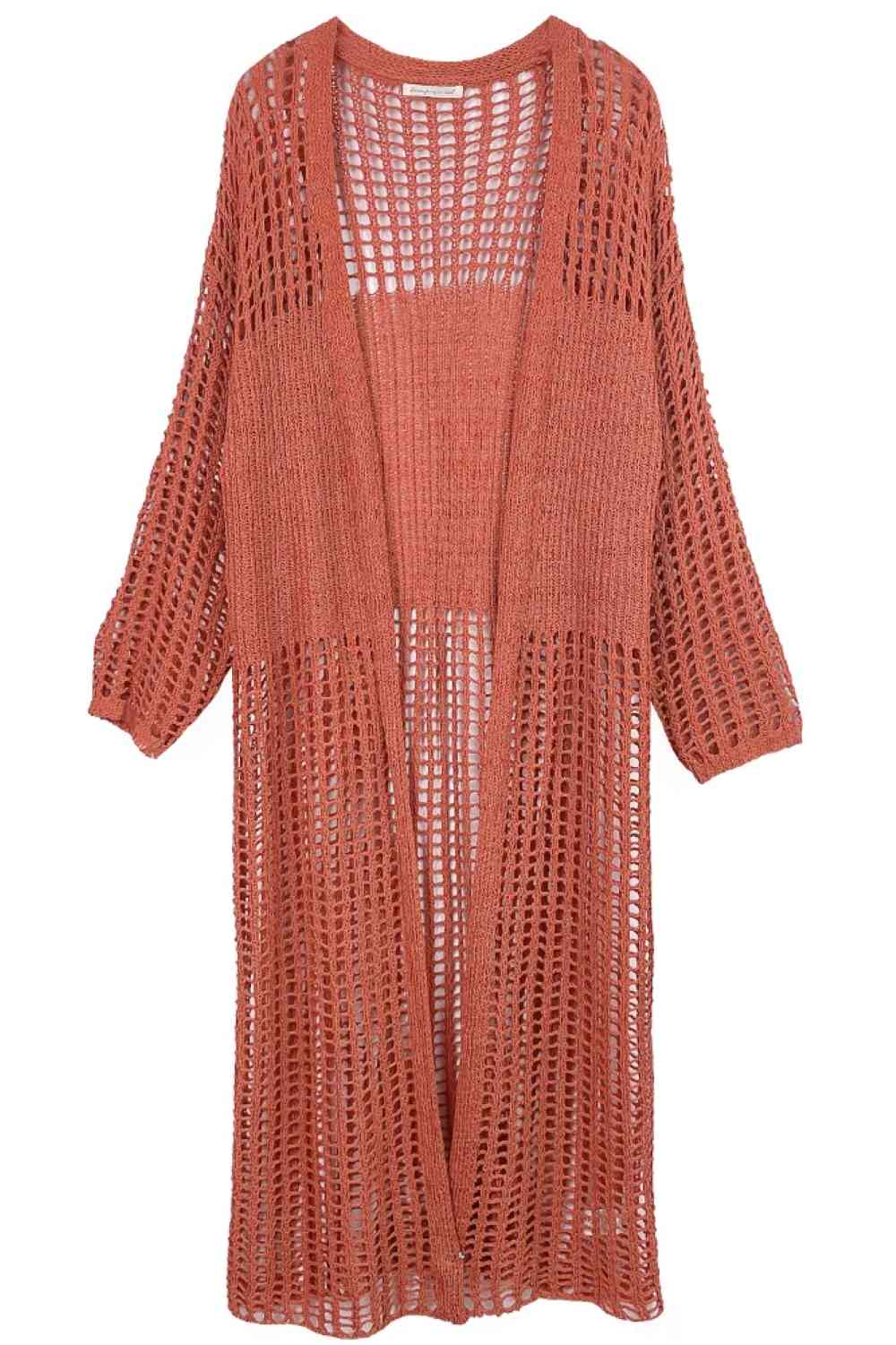 Chest Blocked Crochet Long Cardigan