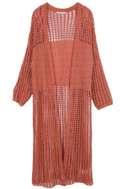 Chest Blocked Crochet Long Cardigan