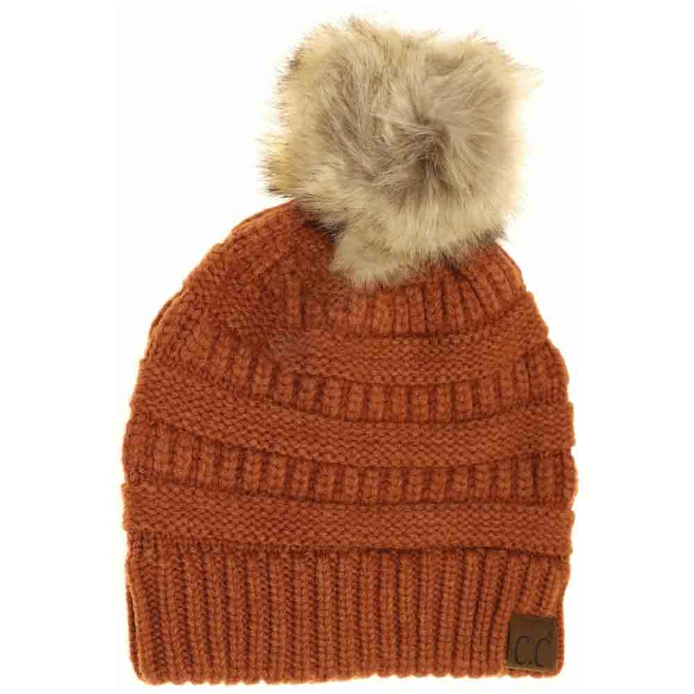 Mixed Soft Yarn Natural Pom C.C Beanie
