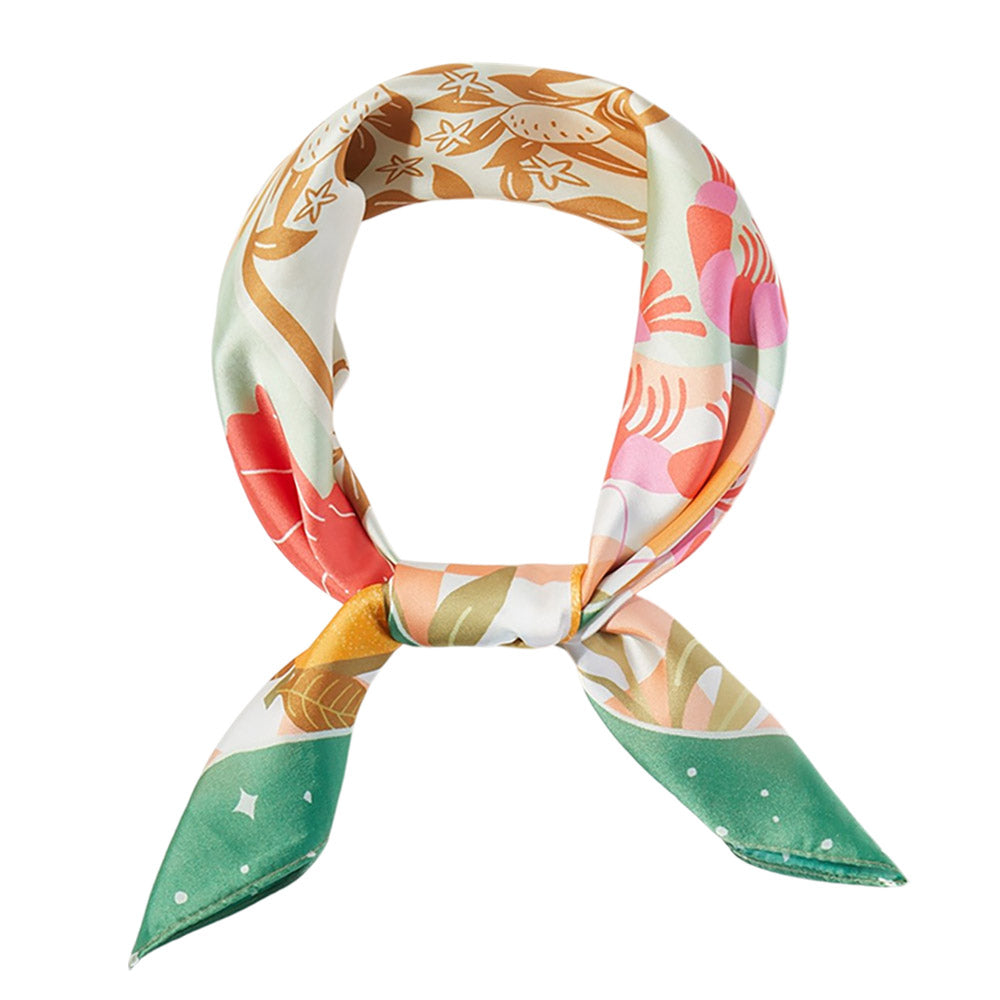 Seaside Feast Print Square Bandana Scarf