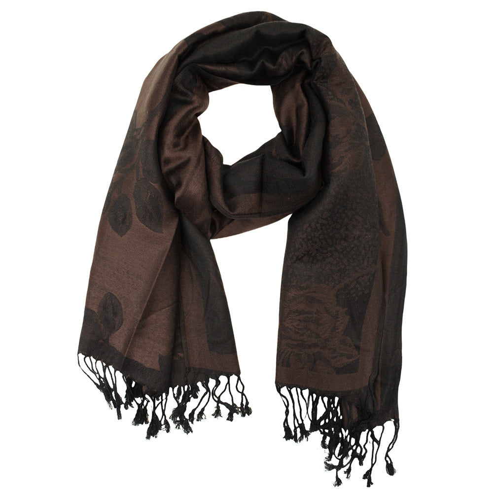 Rose Floral Pashmina Reversible Scarf Shawl