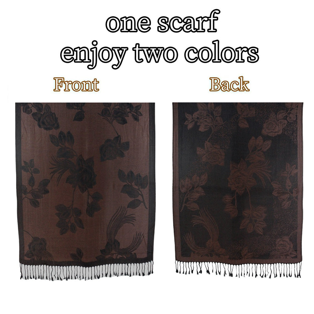 Rose Floral Pashmina Reversible Scarf Shawl