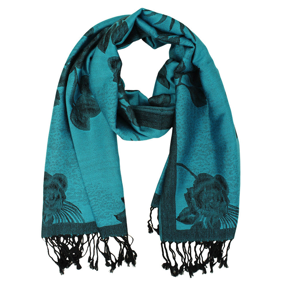 Rose Floral Pashmina Reversible Scarf Shawl