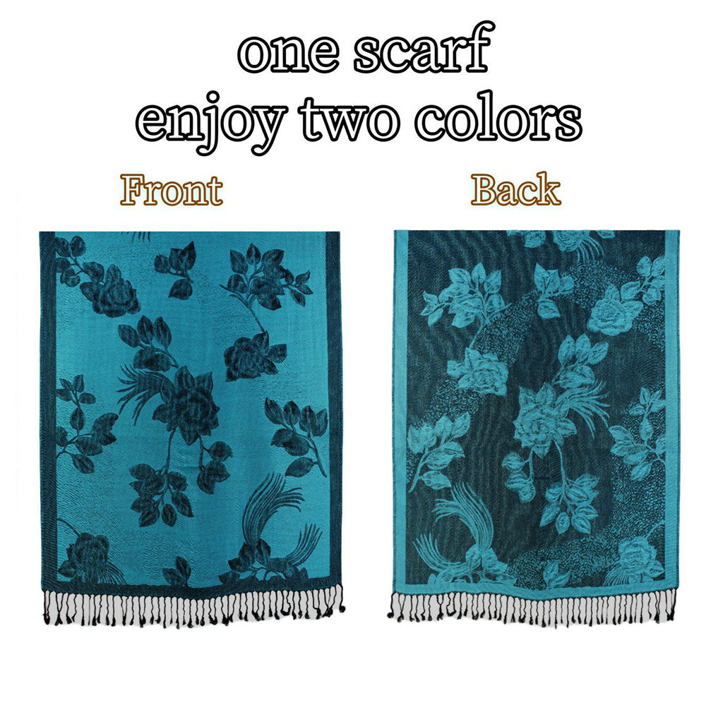 Rose Floral Pashmina Reversible Scarf Shawl