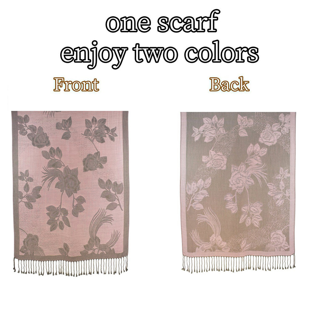 Rose Floral Pashmina Reversible Scarf Shawl