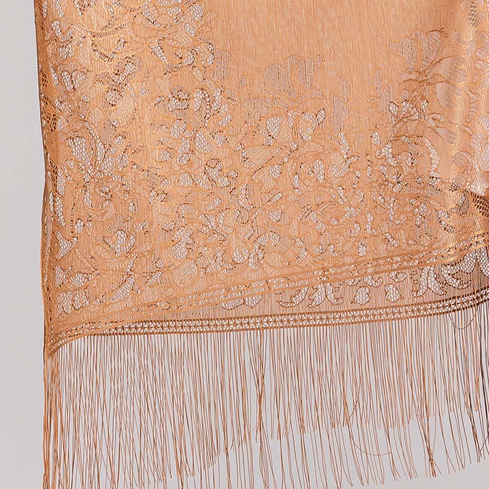 Floral Lace Kimono With Tassel Poncho