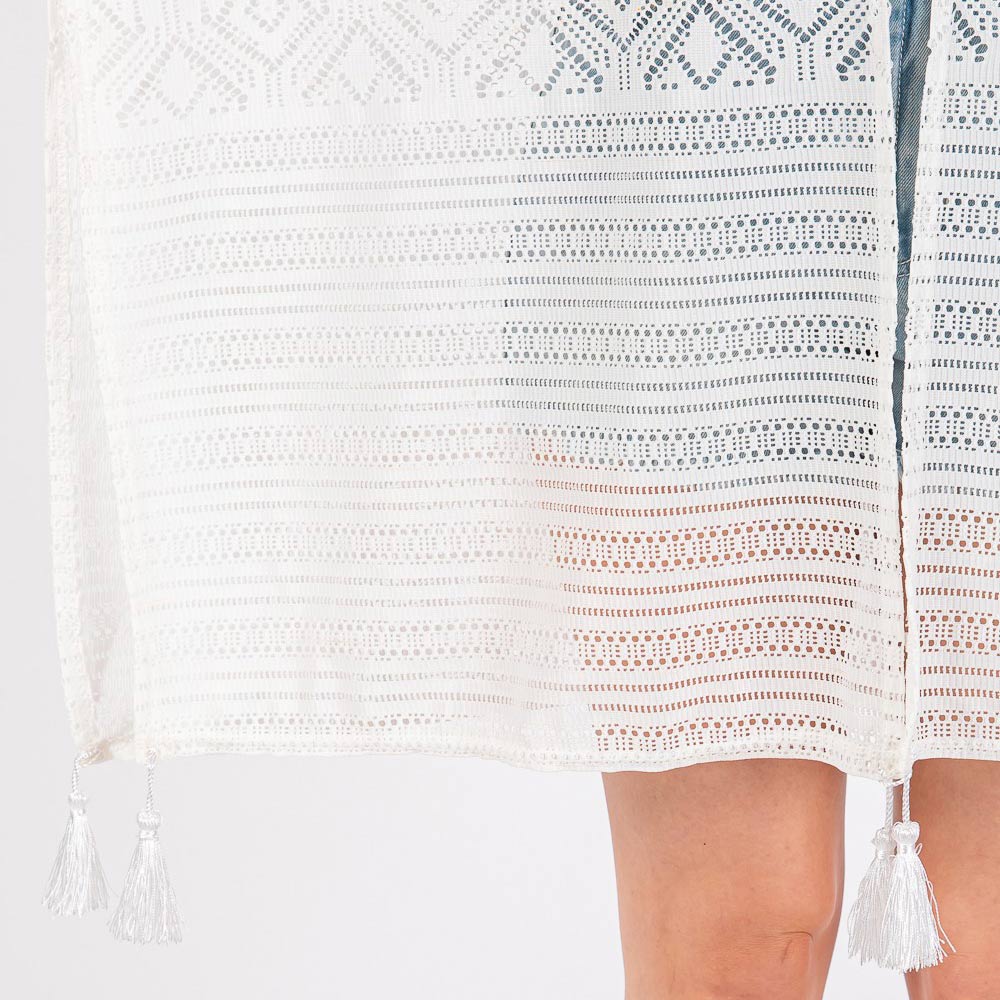 Geometric Pattern Tassel Cover Up Poncho