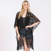 Flower Pattern Crochet Lace Tassel Cover Up Poncho