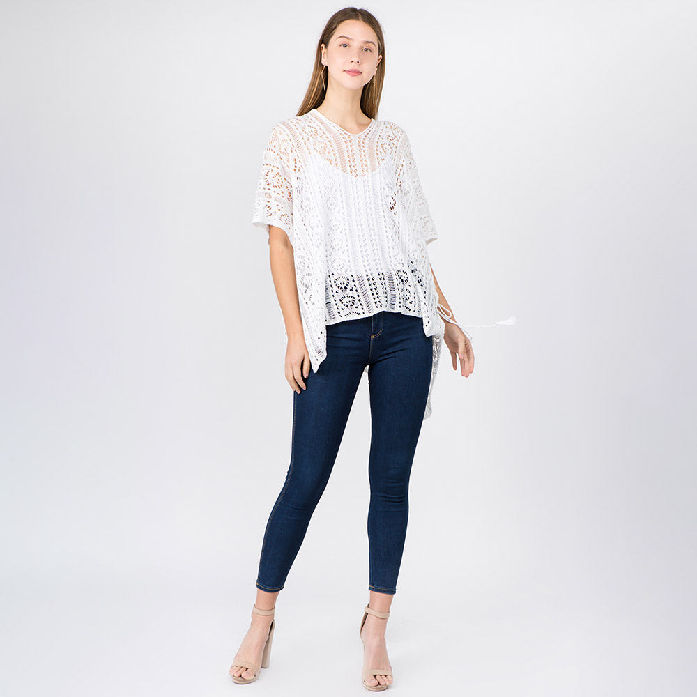 Boho Crochet Tassel Poncho Top