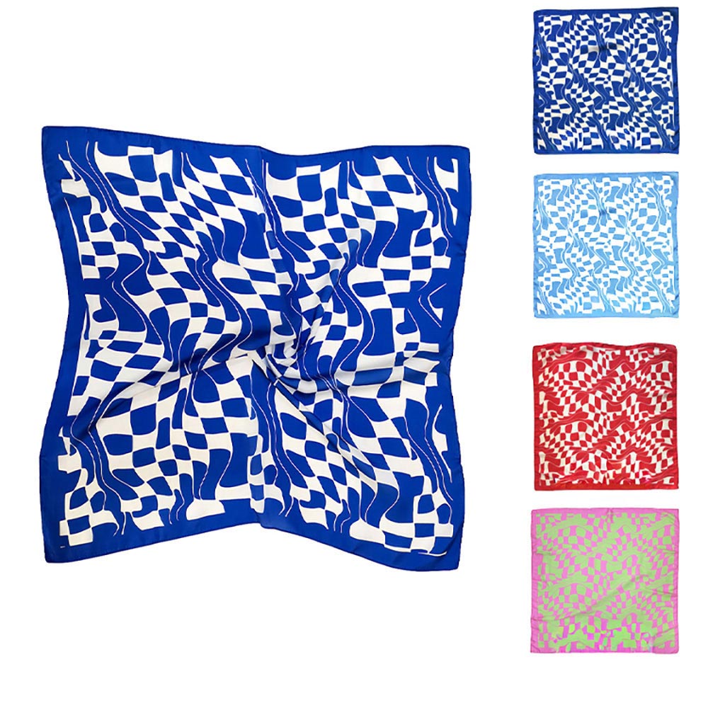 Abstract Wavy Square Print Square Bandana Scarf